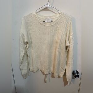 Lucky Brand Women's Ivory Knit Lace Up Sweater